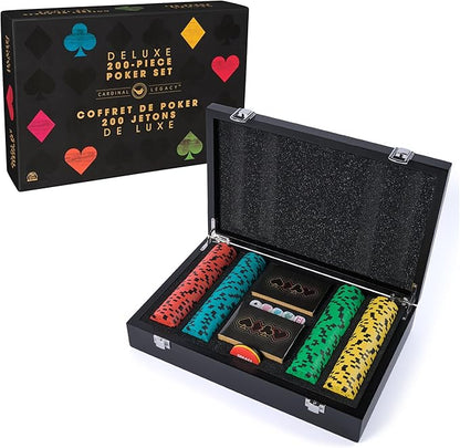 Spin Master Games Cardinal Legacy Deluxe 200-Piece Poker Set Premium Dual-Toned Poker Chips in Wooden Storage Case 2-10 Players for Ages 10 &amp Up