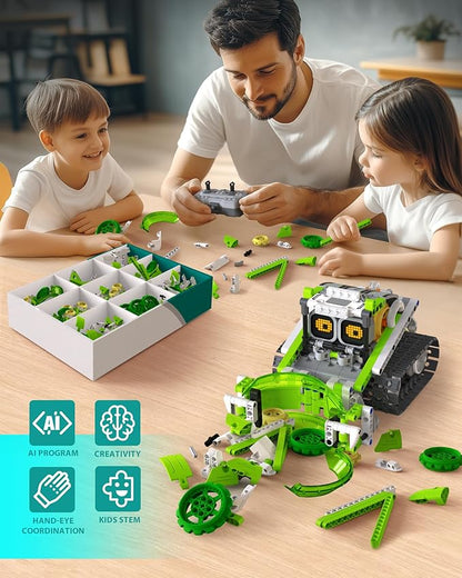 5in1 STEM AI Robot Toys Building Set 478Pcs APP &amp Remote Control Engineering Erector Blocks for Kids Age 6-8 Coding Interactive Educational Christmas Birthday Gift for 10-12 Year Boys &amp Girl