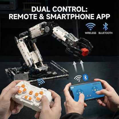 STEM Educational Remote Control Robotic Arm Building Kit Programmable APP Control Robot Toy 8-Directional Movement Engineering Building Set for Kids 8-14 &amp Adult Tech Enthusiasts