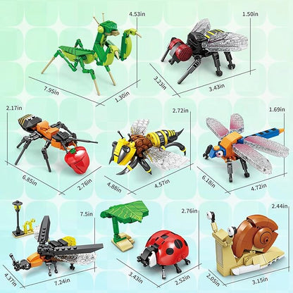 Lynda Insect Building Blocks Set Educational STEM Toys with Dragonfly Mantis Bee Ladybug Etc8 Years OldPerfect for Display Play As a Unique Gift for Insect Enthusiasts.