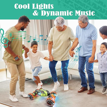 Gesture Sensing RC Stunt Car - Remote &amp Hand-Controlled Drift Toy for Kids Ages 5-7 6-8 9 10 11 12 Year Old 4WD Double-Sided Driving with Lights &amp Music