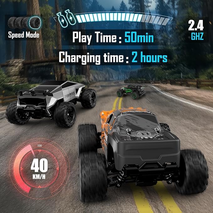 kolegend 2-in-1 RC Cyber Monster Truck &amp Drift Car for Adults 1/18 Scale 4WD 40KM/H All-Terrain Fast RC Car with 2.4Ghz Radio 2 Batteries &amp 2 PVC Shells RTR