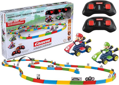 Carrera RC Mario Kart Tabletop Toy Racing Set Featuring Mario Luigi and 2 Radio Controls