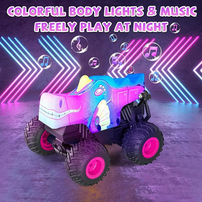YongnKids Remote Control Car for Girls 2.4Ghz Unicorn Monster Trucks with Light &amp MusicUnicorn Toys for Girls Age 3 4 5 6 7 8 Years 360° Rotating All Terrain RC Stunt Car Rechargeable Xmas Gift