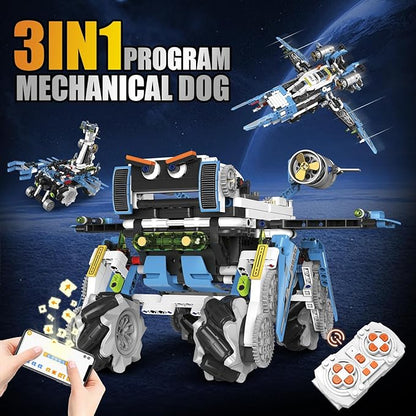 3-in-1 Programmable Robotics Kit with Remote and App Control - STEM Educational Building Toy for Kids Ages 8-12 Ideal Birthday for Boys (856PCS)