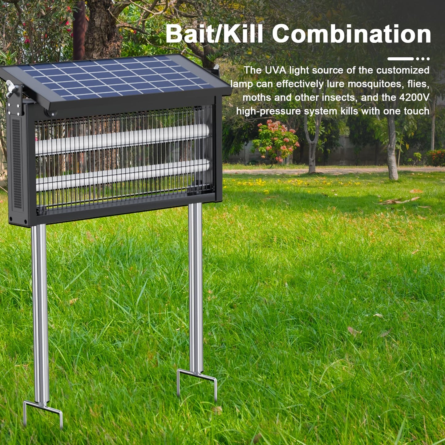 17.7 * 9.8 * 7.1in Bug Zapper Outdoor - Mosquito Repellent Outdoor Patio,Solar Bug Zapper Indoor,Waterproof Portable Fly Zapper,High Powered 4500V Mosquito Zappers Killer for Home,Patio,Camping