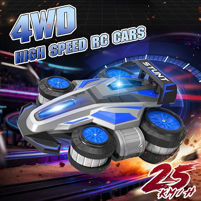 High Speed Remote Control Car Rc Drift 25KM/H 360° Rotating 2.4 GHz 4WD RC Cars for Boys Girls Adults RC Stunt Car with Lights &amp Music Wheelie Toy Car for Kids 4-8 8-16 Christmas Birthday Gift