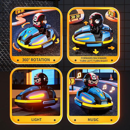 RC Bumper Cars Set for 2 Players 2.4 GHz Remote Control Battle Race Cars With Light &amp Music Toys for Toddlers Girls Boys Age 1-5 Years Christmas Birthday Gift