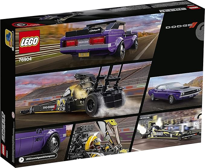 LEGO Speed Champions Mopar Dodge//SRT Top Fuel Dragster and 1970 Dodge Challenger T/A 76904 Building Toy New 2021 (627 Pieces)