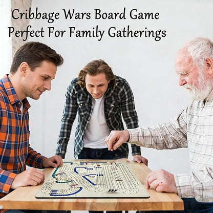 Cribbage Wars Board Game - 2026 Large Wooden Cribbage Set with Traps Classic Board Game for Family Night &amp Bar Gatherings (35 x 35cm) (Wooden)