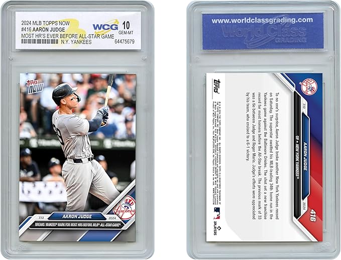 2024 Topps Now Aaron Judge Card #416 Record Breaking Yankees Most HR's Ever Before All-Star Game - GEM Mint 10