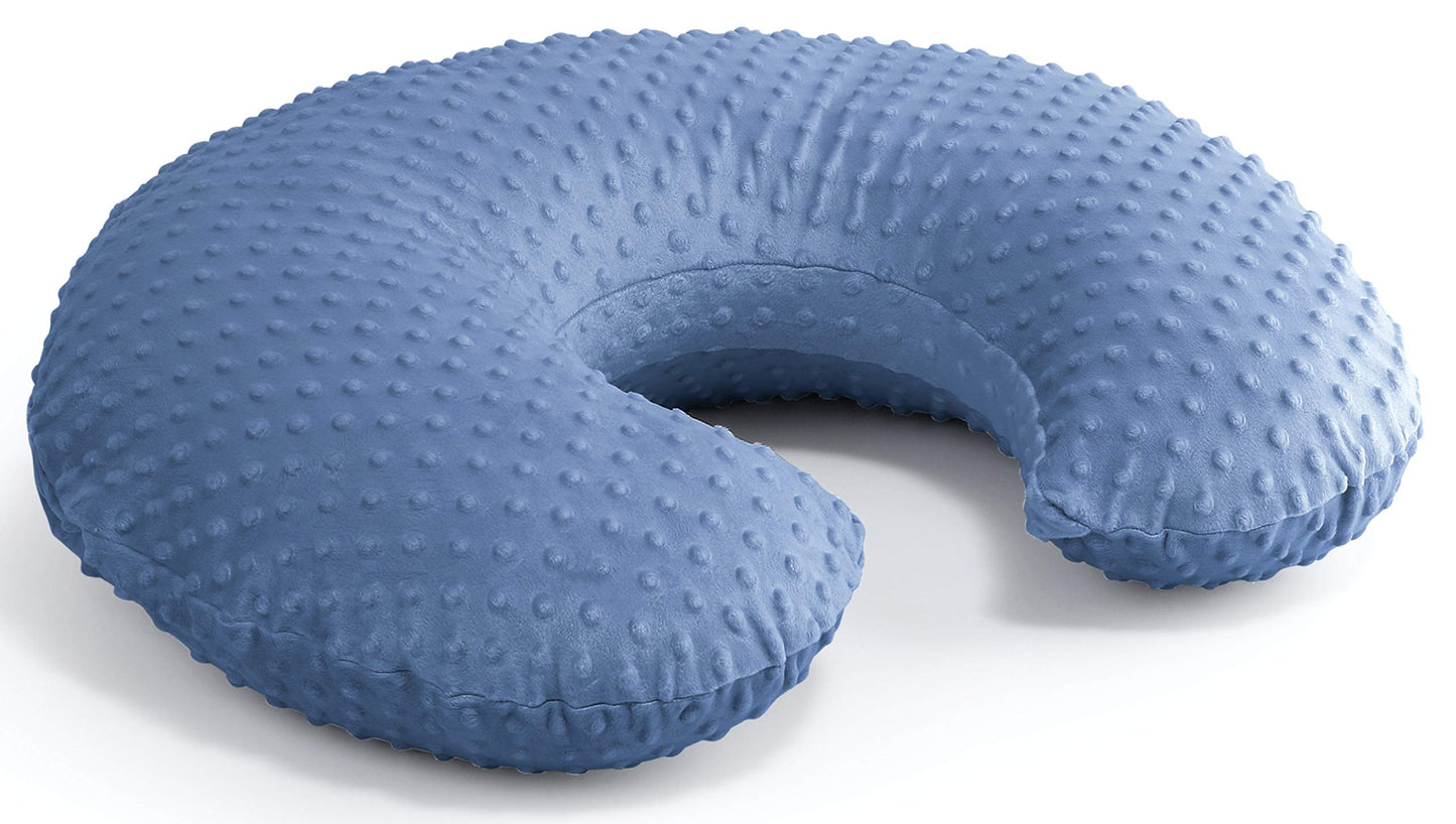 The Peanutshell Nursing Pillow Cover Set of 2 - Soft Newborn Nursing Baby Girl or Boy Pillow Covers, Supportive & Comfortable Breastfeeding, Tummy Time Must Haves, Baby Essentials - Dino & Blue Minky