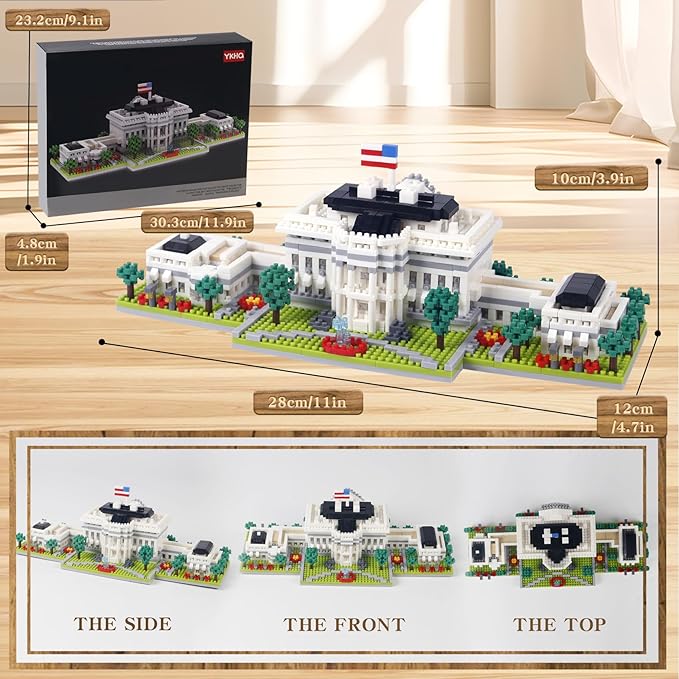 2000+PCS White House Architecture Micro mini Building Blocks SetsCreative Ideals Palace Decoration Collection Perfect Present for 14+ Boys Girls or Adults