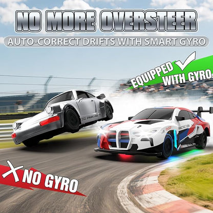 RC Drift Car 1/43 Mini RC Drift Car with Gyro 2.4GHz Full Proportional Control 20KM/H 4WD High Speed Remote Control Alloy LED Lights &amp Drift Tires Toys for Adults Boys and Girls Gift