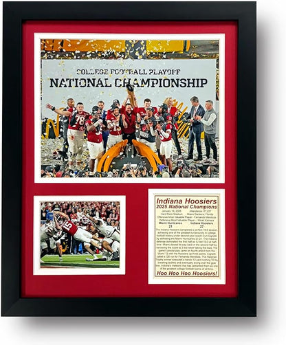 Indiana Hoosiers | 2025 CFP National Champions | Collectible Hoosier Football Memorabilia | Framed Picture &amp Photo Collage Gift Man Cave Wall Art Home &amp Room Decor | 2 Sizes &amp 2 Styles (