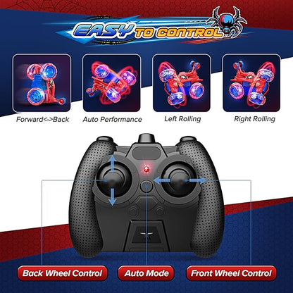Remote Control Car RC Cars Toys for Boys Ages 4-12Cool Rechargeable Stunt RC Car with 360 Flips 4WD Wheel LightsFun Outdoor Toys for Kids Birthday Gifts Chritmas 4 5 6 7 8 9 10 11 12 Year Old