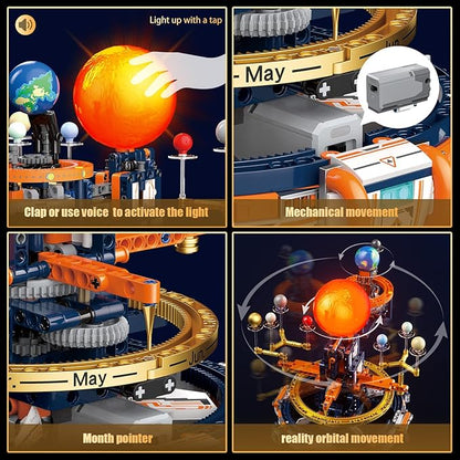 JAKI Solar System Building Set - Electric Solar System Model with Dynamic Lighting and Real Rotating Effects STEM Educational Space Toy for Teens and Adults Home Office Decoration.