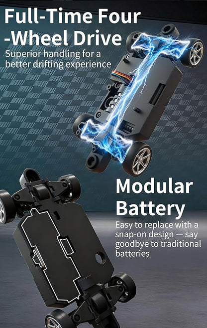 LDRC LD4301 1:43 Scale RC Drift Mini Car 2.4G Remote Control Car with Alloy Shell Built-in Gyroscope Mini Desktop Racing Vehicle for Indoor/Outdoor Play (Ice Blue)