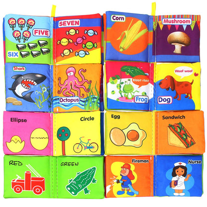 Coolplay Baby's First Non-Toxic Soft Cloth Book Set, Crinkle Books Friction with Rustling Sound - Pack of 8