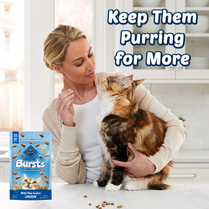 Blue Buffalo Bursts Crunchy & Creamy Cat Treats, Great for Training, Paw-Lickin' Chicken, 2-oz Bag ( 6 pack)