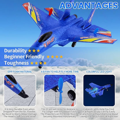 Su27 RC Plane Remote Control Airplane 2.4Ghz Ultra Long Endurance Raptor RC Fighter Jet Toy Airplanes for Kids Beginners Boys Girls