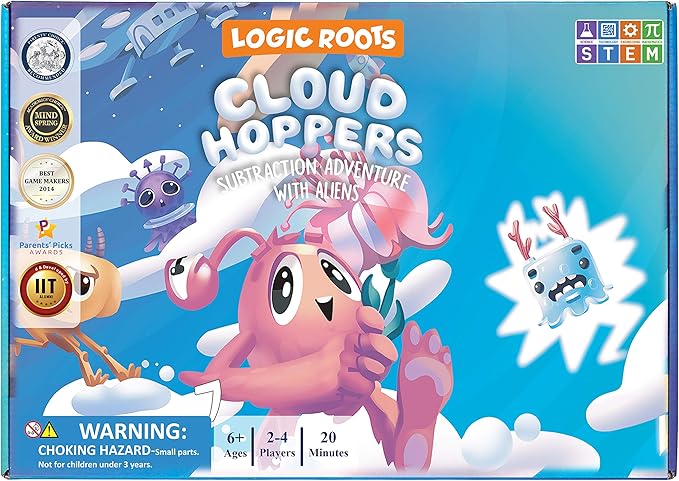 Cloud Hoppers Addition and Subtraction Game - Fun Math Board Game for 6-8 Year Olds Easy to Play Educational Game for Kids at Home Perfect STEM Toy Gift for Girls &amp Boys Grade 1 &amp Up