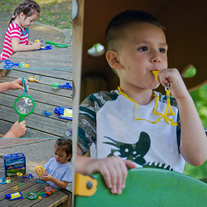 Kidz Xplore-Outdoor Explorer Set, Bug Catching Kit, Nature Exploration Children Outdoor Games Mini Binoculars Kids Compass Whistle Magnifying Glass, Adventure Educational Toy