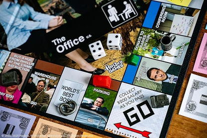 Monopoly: The Office Board Game Featuring World's Best Boss Mug Dundee Award Box of Paper &amp More Buy Sell Trade Scranton’s Locations from Reception to The Conference Room Officially License