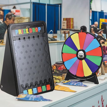 WinSpin Prize Board Kit 20 Prize Wheel &amp 30x19 Drop Board Foldable Stand Disk Spinning Wheel Fortune Game Eagle for Pub Party Trade Show Carnival