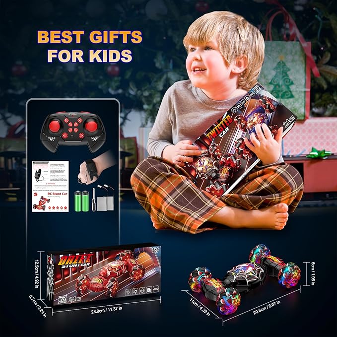 Nikuku Gesture Sensing RC Stunt Car - 4WD Hand Controlled Remote Control Car with 360° Rotation 2.4GHz Drift Toy for Kids Ages 6 7 8-12 13 Year Olds - Best Birthday Gifts for Boys Girls