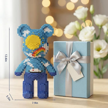 12.6 Starry Sky Teddy Blocks Bear Building Bricks Set - Micro DIY Craft Kit for Adults - Collectible Decor for Office livingroom Book Shelf - Screen-Free Stress Relief Gift Idea