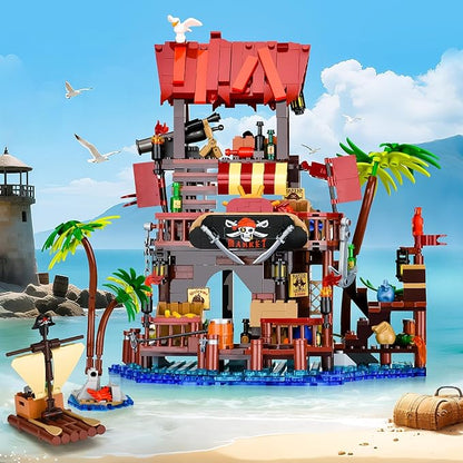 Pirate Ship House Building Set for AdultsPirate Wharf Supply Center Building Block ToyCabin Model for Home DecorIdeal Gift for Teens Kids Girls Boys 8+