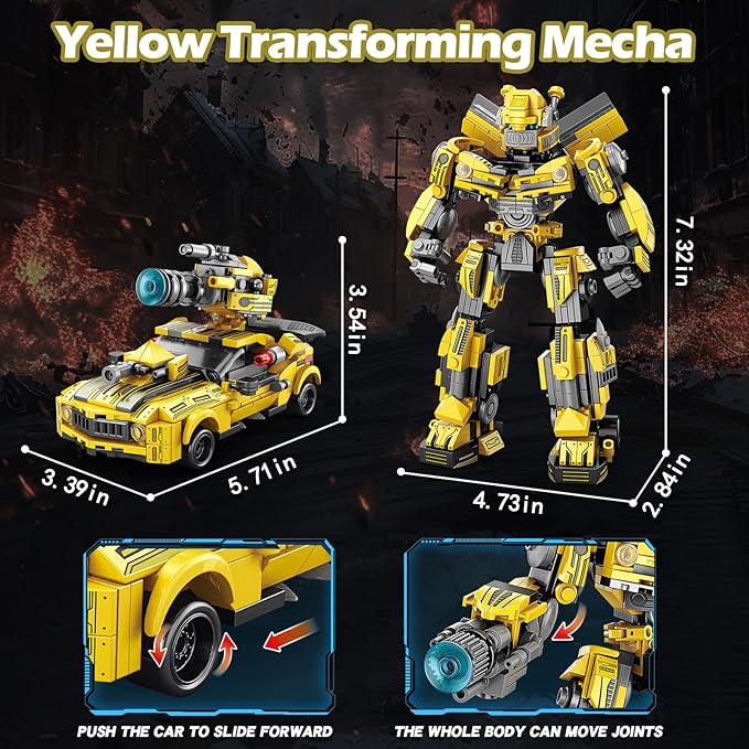 HIGH GODO Transforming Building Set 2in1 Transforming Robot and Truck Building Kit Cool Robots Gifts Toys for Teens Adults 14+ (879 PCS)