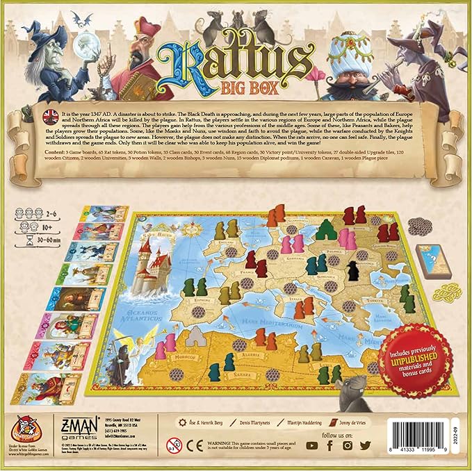 Rattus Board Game (Big Box Edition) - The Black Death Strategy Game with Expansions! Family Game for Kids &amp Adults Ages 10+ 2-6 Players 30-60 Minute Playtime Made by Z-Man Games