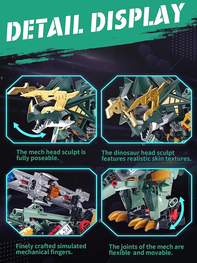 2 in 1 Triceratops Mech Building Blocks SetsDinosaurs Transform Robot Building ToysDinosaurs Mecha Building Kits Robotics Model for Boys Adult Age 8-14 (Triceratops)