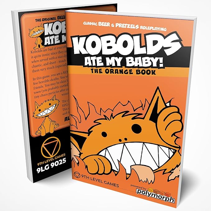 9th Level Games | Kobolds Ate My Baby! The Orange Book | Tabletop Role Playing Game | 2 to 8 Players | Ages 13+ | 60 Minutes