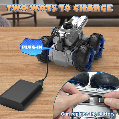 Amphibious Remote Control Car with Water GunWaterproof Monster Truck Rc Boat Water Tank Swimming Pool ToysGesture Sensing RC Stunt CarsBirthday Gifts for Boys Girls Teens 8 9 10 11 12 13+ yrs