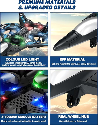 Drones for Kids Form RC Plane Remote Control Airplane Aircrafts for Boys and Girls Jet Helicopter Drones with LED Lights 360° Flip 3 Rechargeable Batteries Toys for Christmas