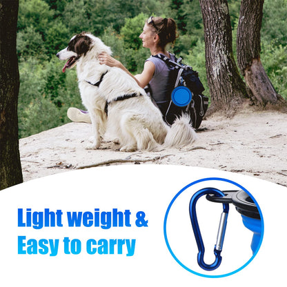 Dog Bowl Pet Collapsible Bowls, 2 Pack for Cats Dogs, Portable Pet Feeding Watering Dish for Walking Parking Traveling with 2 Carabiners (Small, Blue+Green)