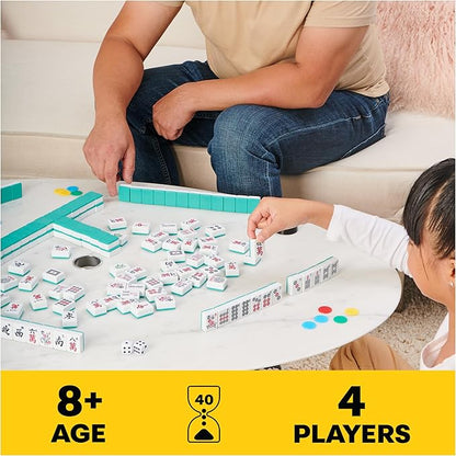 Spin Master Games Legacy Deluxe Mah Jong Classic Game with Two-Toned Tiles and Lined Wood Storage Case Family Game for 4 Players Ages 8 and up