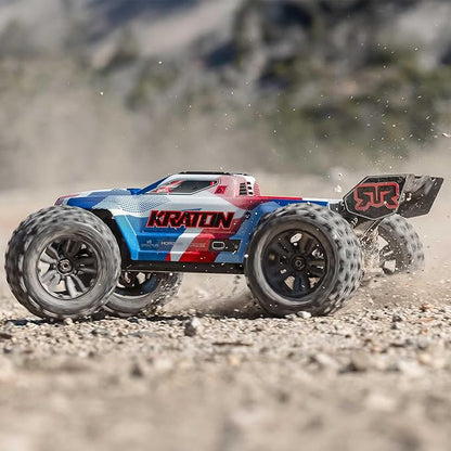 ARRMA RC Truck 1/8 KRATON 4X4 6S BLX BRUSHLESS V6 Speed Truck RTR (Lipo Battery and Charger Not Included) (Blue/Red) ARA8608V6T4
