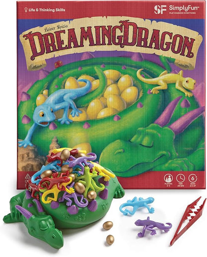 SimplyFun Dreaming Dragon - A Game for Kids Based on Steady Hands Concentration and A Little Luck - 2 to 4 Players - Kids Game Ages 6 &amp Up