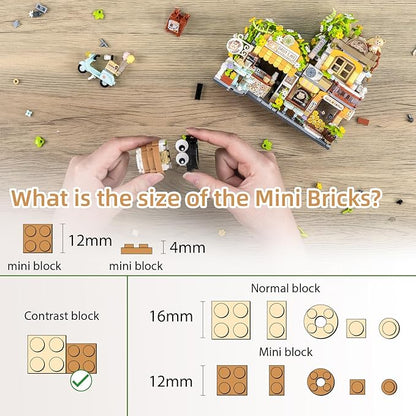Street View Coffee Shop Mini Building Blocks MOC Creative Building Toys Cute Animals Building Set for Girls 6-12 Simulation Architecture Construction Toy Gift Idea for Kids Adults (1077 PCS)