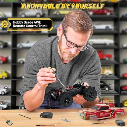 JT20W-V2 1/20 Scale 4WD Brushless RC Car for Adults45KPH High Speed Hobby RC Truck4x4 Waterproof Off-Road Remote Control Electric VehicleAll Terrain RTR Fast Buggy with 2 Lipo Batteries