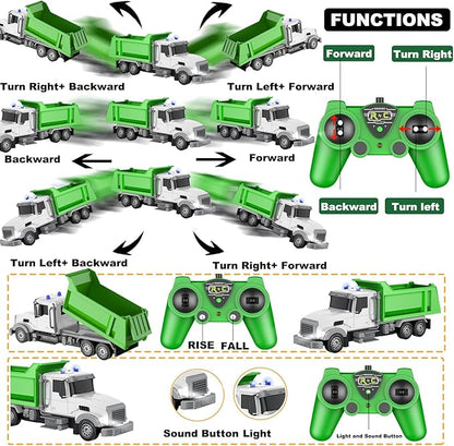 Remote Control Construction Dump Truck Toy RC Vehicle6 Channel Truck Toys with 6 pcs Wood2 Rechargeable Batteries1/24 Scale Dump TrucksBirthday Gifts Ideas for Boys Age 3-8 Year Old