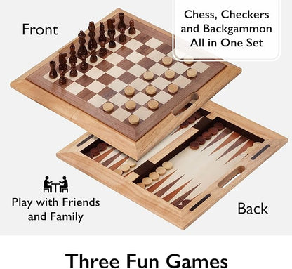 Mainstreet Classics by GLD Products Dutchman 3-in-1 Combo Folding Board Game SetBrown11-15 inches55-0202