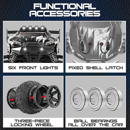 1:14 Scale All Terrain RC Cars for Adults &amp Boys (HS14323) Max Fast 40+ KPH 4WD Off-Road RC Truck for Snow &amp Sand &amp Mud 4X4 Waterproof Remote Control Car with 2 Rechargeable Batteries