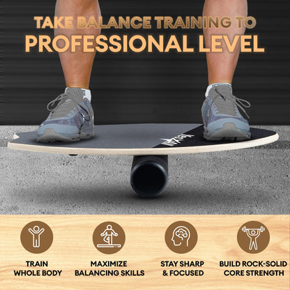 Yes4All 2-in-1 Balance Boards Set, 9 Adjustable Modes Surf Trainer, Wobble Board Exercise for Adults, Includes Roller & Ball