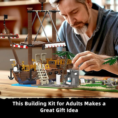 Mould King 11013 Roller Coaster Amusement Park Building Set Fairground Theme Park Kit with Rollercoaster &amp Pirate Ship Ideal Gift Model Building Kit for Adults (2174 Pieces)