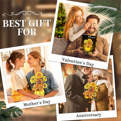 Van Gogh Sunflower Building Set Adjustable Flowers Bouquet for Adults Teens 1009PCS Botanical Collection Compatible with Lego Home Decor Gift for Any Occasion